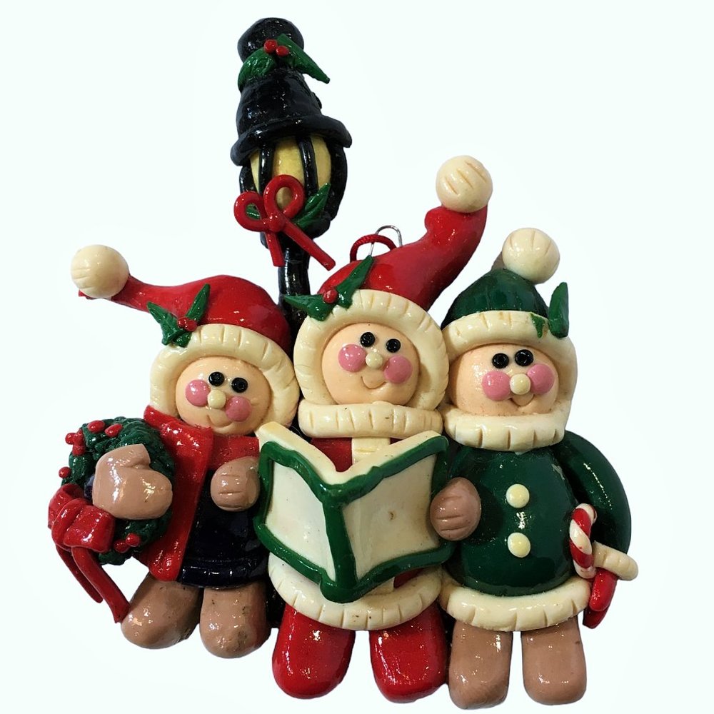 Vintage Christmas Gingerbread Carolers Resin Ornament 4.5" inches RARE Xmas